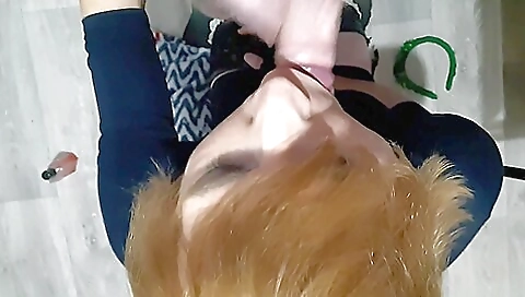 Shemale with red hair gets fucked and fucked hardcore