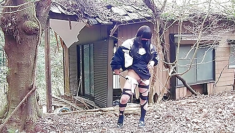Japanese tranny masturbating in an abandoned house