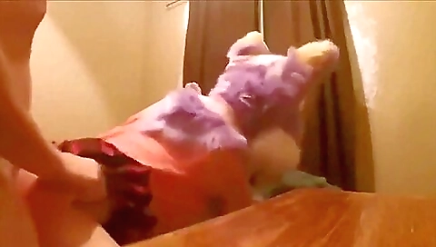 Bare back and forth in the bedroom with a tight prick