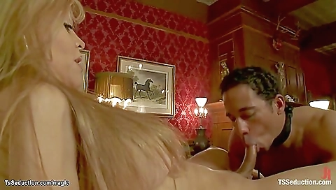 Big ass latina slut in stockings is fucking a slave