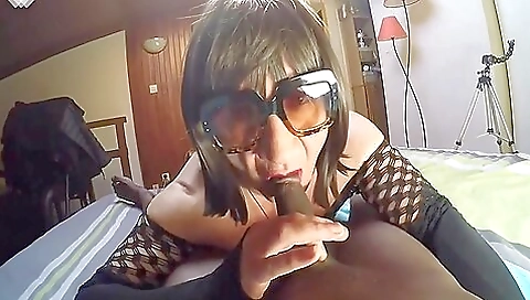 Ebony with nice tits and stockings is getting fucked by a dude