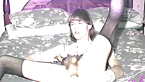 Amateur teen in sexy stockings takes a break in her bedroom