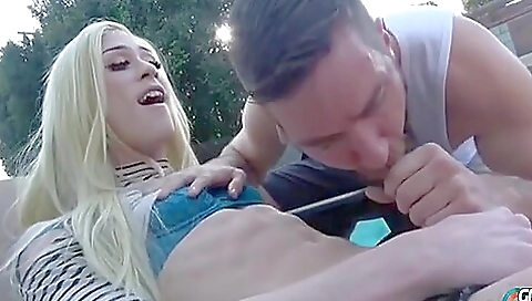 Tattooed blonde gets anally fucked from her pool cue