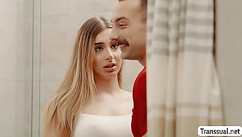 Brunette is getting penetrated from behind in hot bareback video